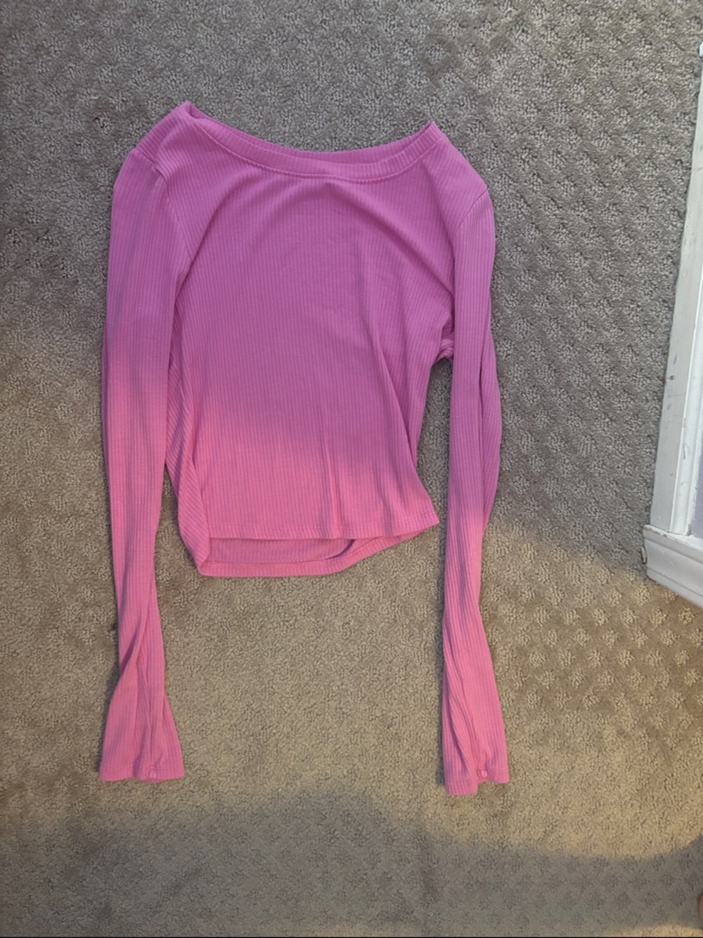 Women's Ribbed Long-Sleeve Top - Pink